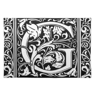 Letter G Medieval Monogram Art Nouveau Placemat