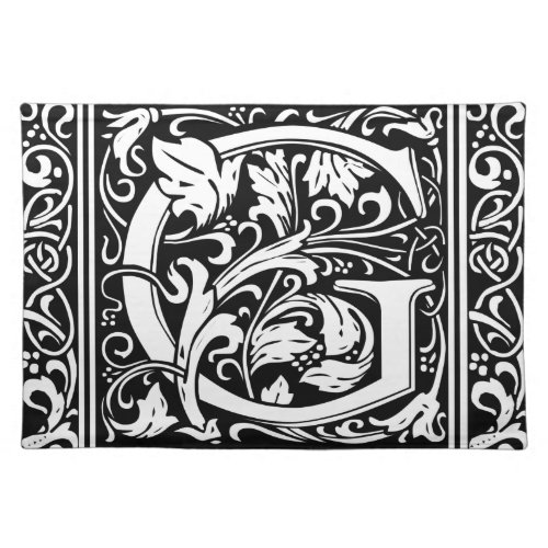 Letter G Medieval Monogram Art Nouveau Placemat