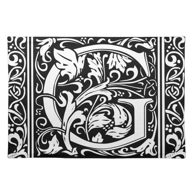 Letter G Medieval Monogram Art Nouveau Placemat (Front)