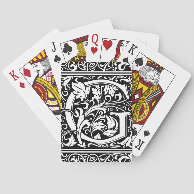 Letter G Medieval Monogram Art Nouveau Poker Cards (Back)