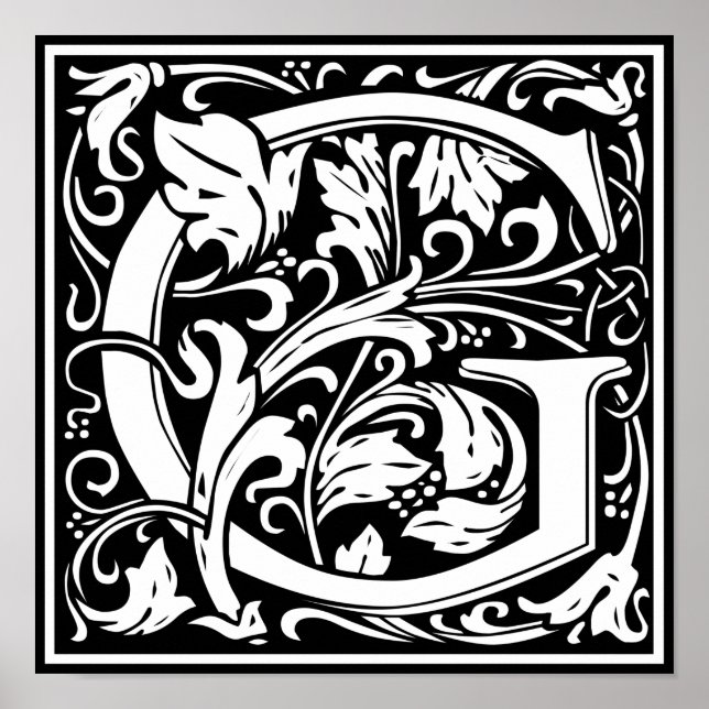 Letter G Medieval Monogram Art Nouveau Poster (Front)