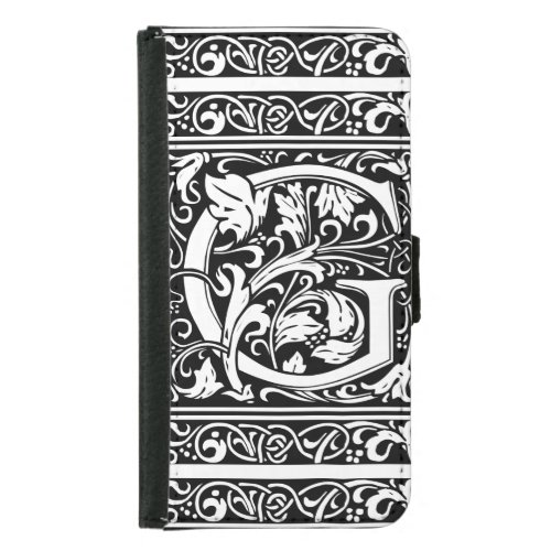 Letter G Medieval Monogram Art Nouveau Samsung Galaxy S5 Wallet Case