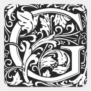 Letter G Medieval Monogram Art Nouveau Square Sticker