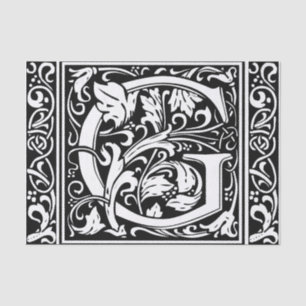 Letter G Medieval Monogram Art Nouveau Tissue Paper