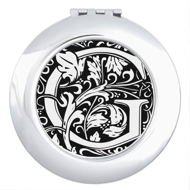 Letter G Medieval Monogram Art Nouveau Vanity Mirror (Front)