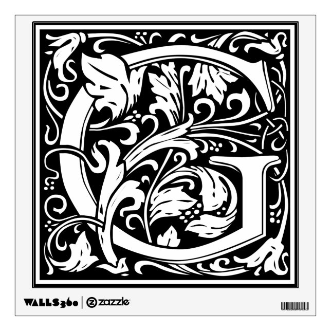 Letter G Medieval Monogram Art Nouveau Wall Decal (Front)