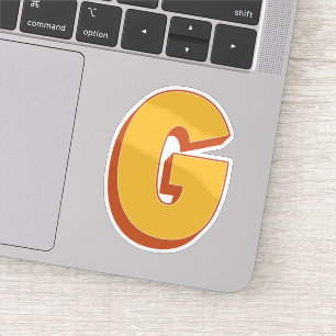 Letter G Monogram, Bold 3D Type Font Initial Sticker