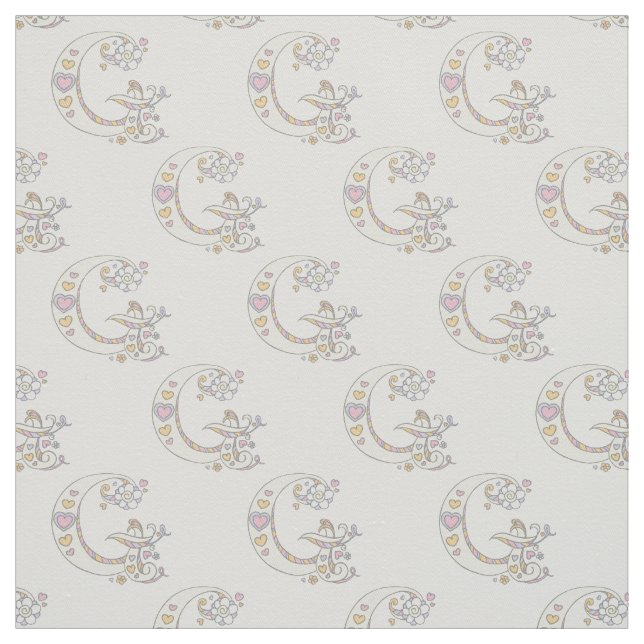 Letter G monogram decorative text custom fabric (Swatch)