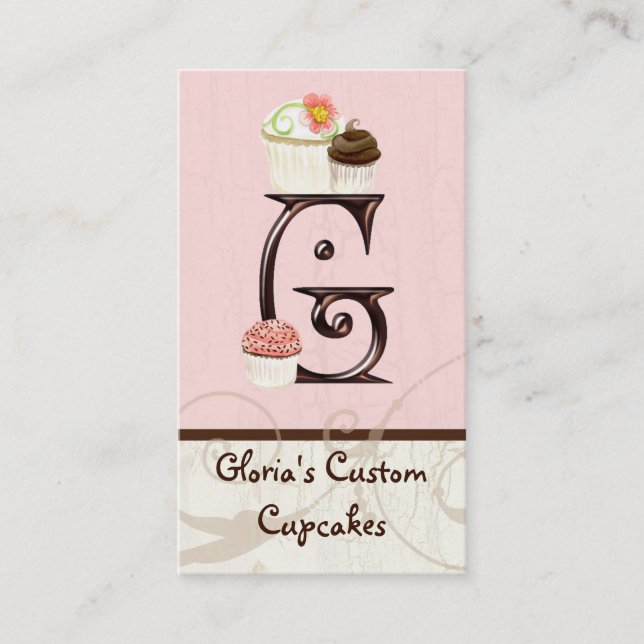 Letter G Monogram Dessert Bakery Business Cards (Front)