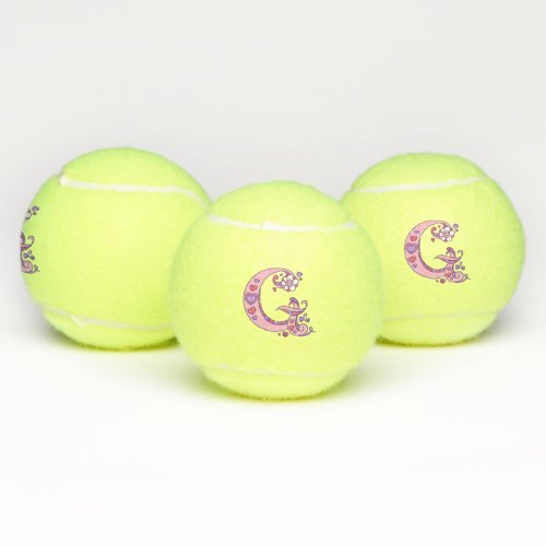 Letter G monogram girls personalized doodle art Tennis Balls