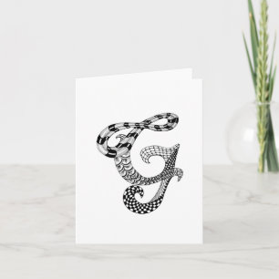 Letter G Monogram in Black and White Note Card