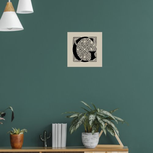 Letter G Monogram Vintage Celtic Knot Print