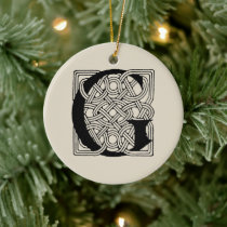 Letter G Monogram Vintage Celtic Knot Print