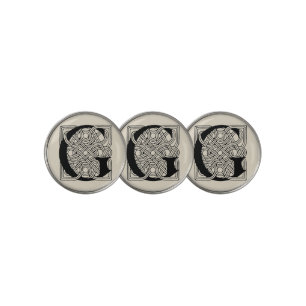 Letter G Monogram Vintage Celtic Knot Print Golf Ball Marker