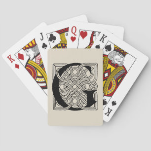 Letter G Monogram Vintage Celtic Knot Print Poker Cards