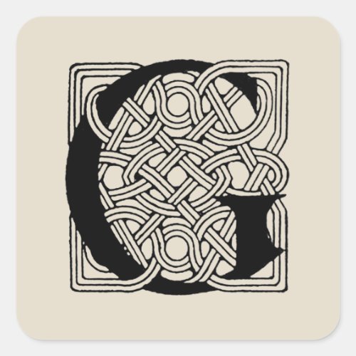 Letter G Monogram Vintage Celtic Knot Print