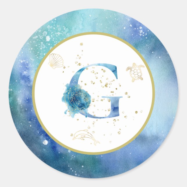 *~*  LETTER G -  Nautical Beach Envelope  Sticker (Front)