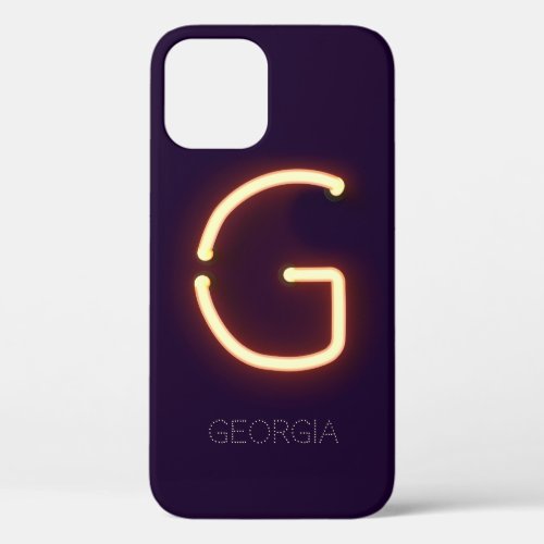 Letter G Neon Light Personalized iPhone 12 Case