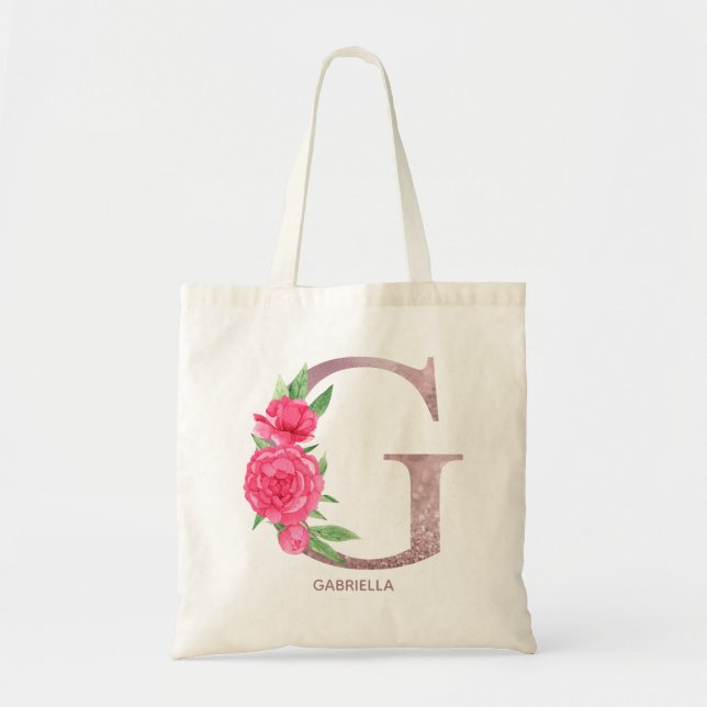 Letter G Personalized name monogram bridesmaid    Tote Bag (Front)