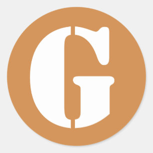 Letter G Peru Gold Stencil Alphabet by Janz Classic Round Sticker