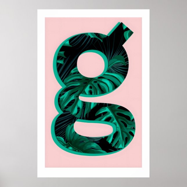 Letter G Print Monstera Plant Typography, A3A4 (Front)