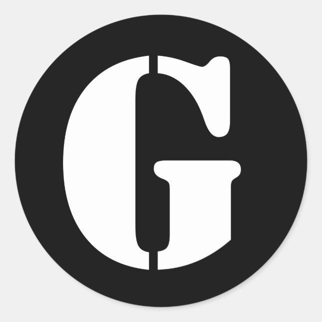 Letter G Stencil Alphabet by Janz Black Classic Round Sticker (Front)