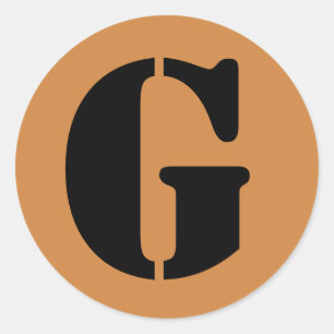 Letter G Stencil Alphabet by Janz Peru Gold Classic Round Sticker