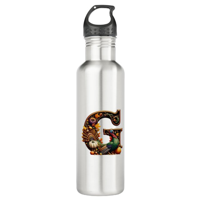 Letter G Thanksgiving style  Stainless Steel Water Bottle (Front)