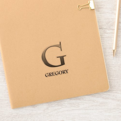 Letter G Two_Tone Silver Gray and Name Sticker