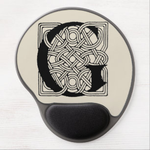Letter G Vintage Celtic Knot Monogram Gel Mouse Pad