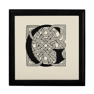 Letter G Vintage Celtic Knot Monogram Gift Box