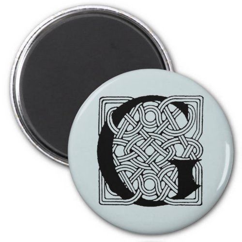 Letter G Vintage Celtic Knot Monogram Magnet