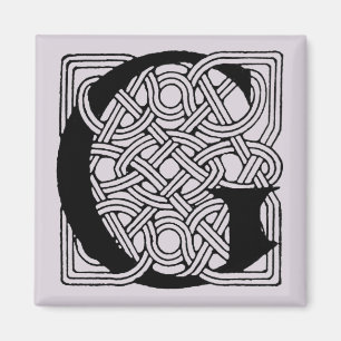 Letter G Vintage Celtic Knot Monogram Magnet