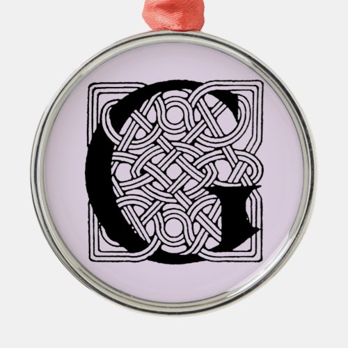 Letter G Vintage Celtic Knot Monogram Metal Ornament