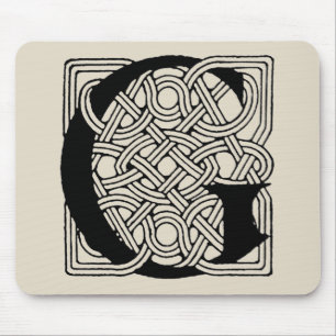Letter G Vintage Celtic Knot Monogram Mouse Pad