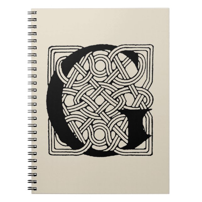 Letter G Vintage Celtic Knot Monogram Notebook (Front)