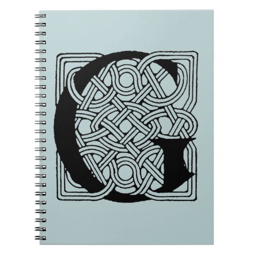 Letter G Vintage Celtic Knot Monogram Notebook