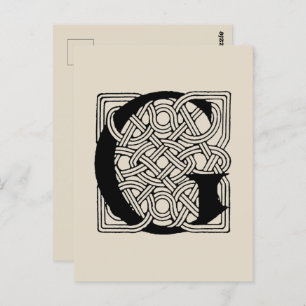 Letter G Vintage Celtic Knot Monogram Postcard