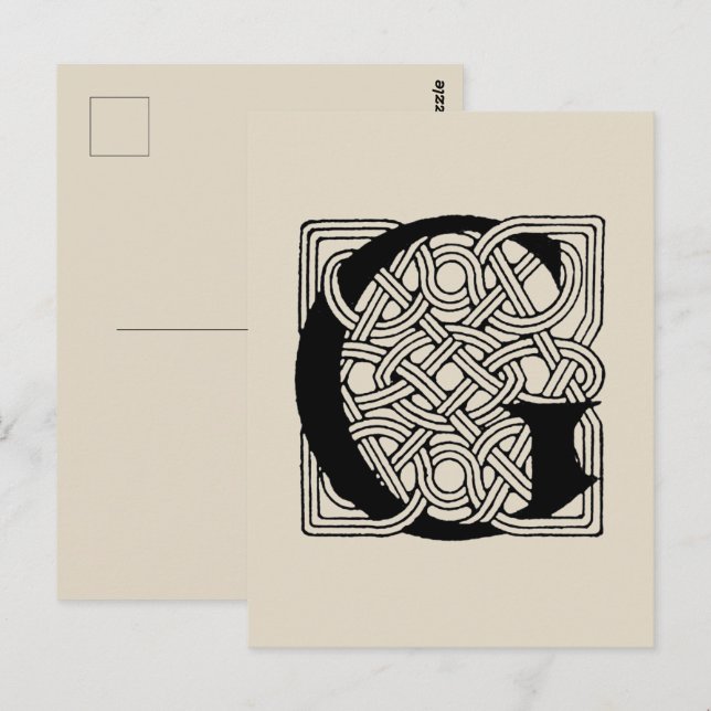 Letter G Vintage Celtic Knot Monogram Postcard (Front/Back)