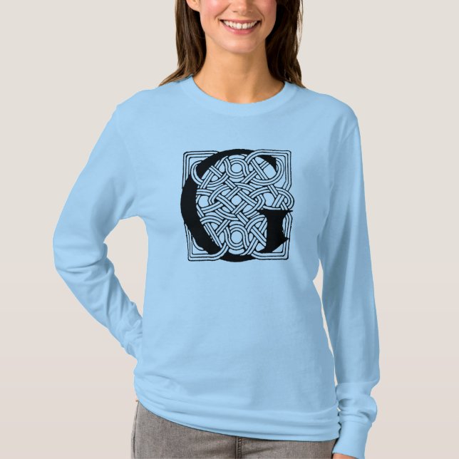 Letter G Vintage Celtic Knot Monogram T-Shirt (Front)