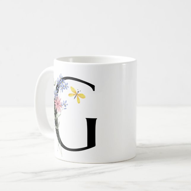 Letter G with flowers Coffee Mug (Front Left)