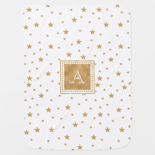 Letter Gold Star Elegant Glitter Modern Monogram  Baby Blanket