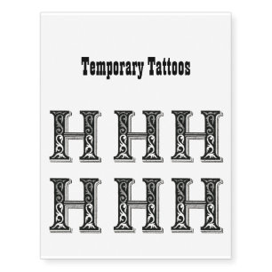 Letter H, Alphabet H, Initial H Temporary Tattoos