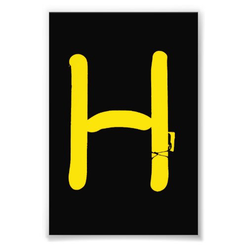 Letter H Alphabet Photography in Neon Photo Print
