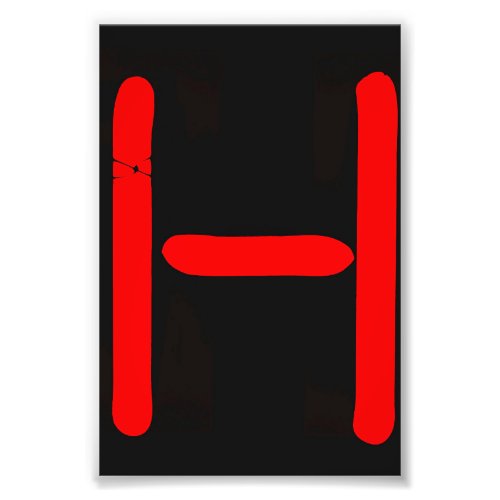 Letter H Alphabet Photography in Red Neon Photo Print