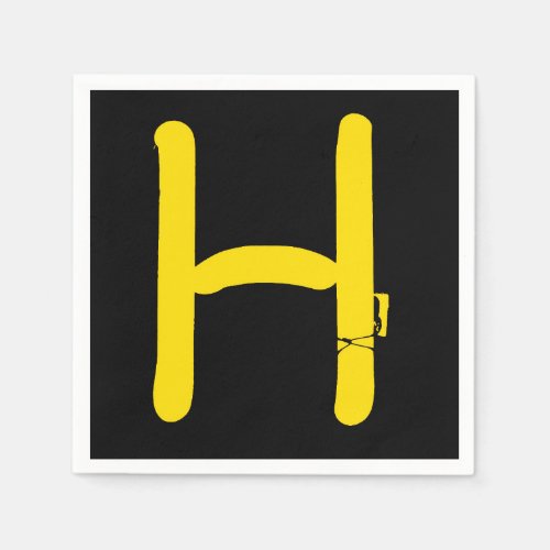 Letter H Alphabet Photography in Yellow Neon Napkins