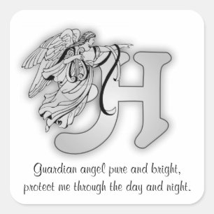 Letter H angel monogram alphabet initial Square Sticker
