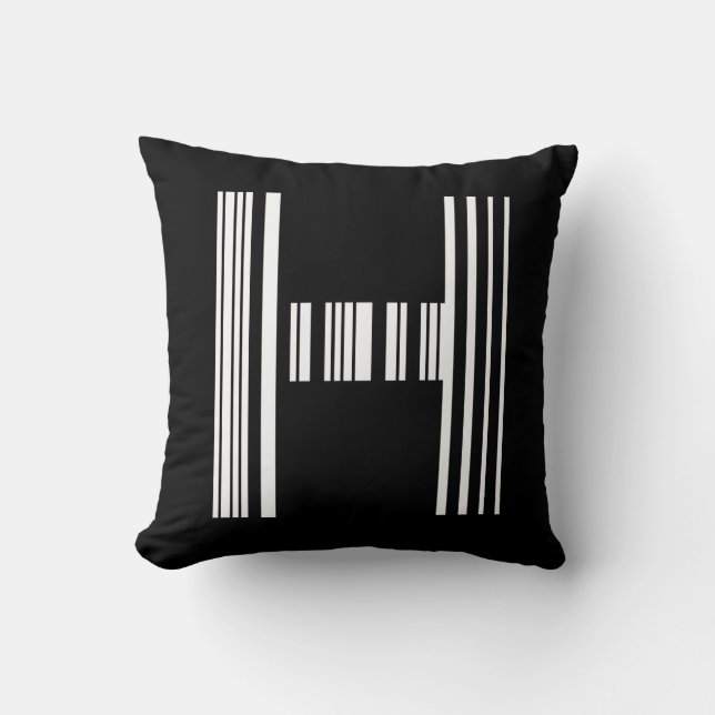 LETTER H BAR CODE First Initial Barcode Pattern Throw Pillow (Front)