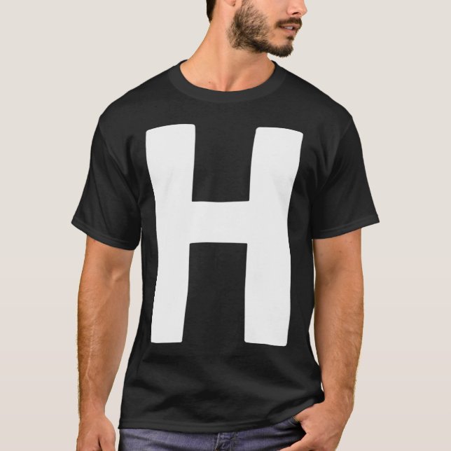 Letter H big and bold white T-Shirt (Front)
