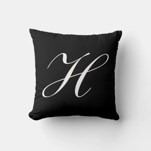 Letter H Black Monogram Pillow